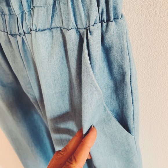 Chambray Ruffle Wide Leg One Piece - Picture 4 of 5